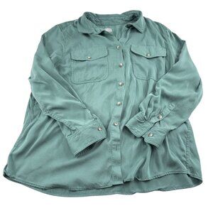 Chicos Womens Button-Down Shirt Size 3 XL Modal Light Green